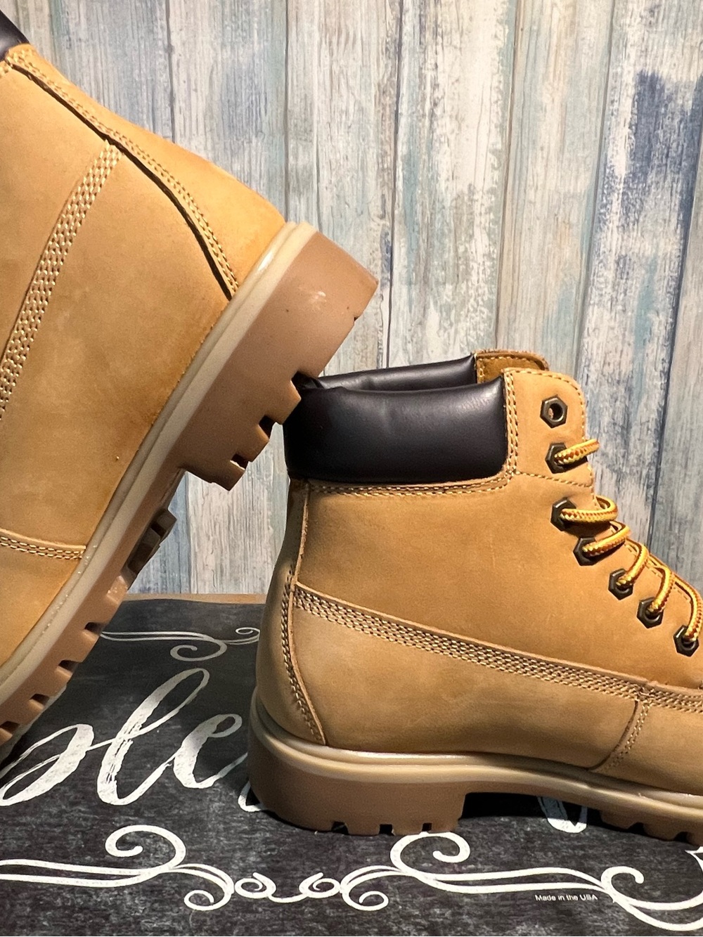 SMITH Tan Work Boots with Black Padded Collar